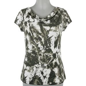 Nomadic Traders Blouse Size M Gray Brown Short Sleeve Boho Office Casual Boho